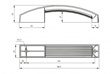 Handgriff 187mm - 160mm - Kunststoff